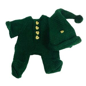 🦄 Teddy Bear Green Knit Onsie with Matching Hat